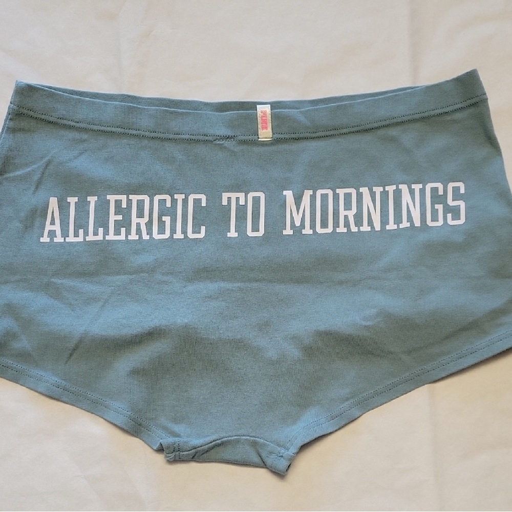 New Victoria's Secret PINK Blue Graphic Low Rise Boyshort Panties VS Medium M